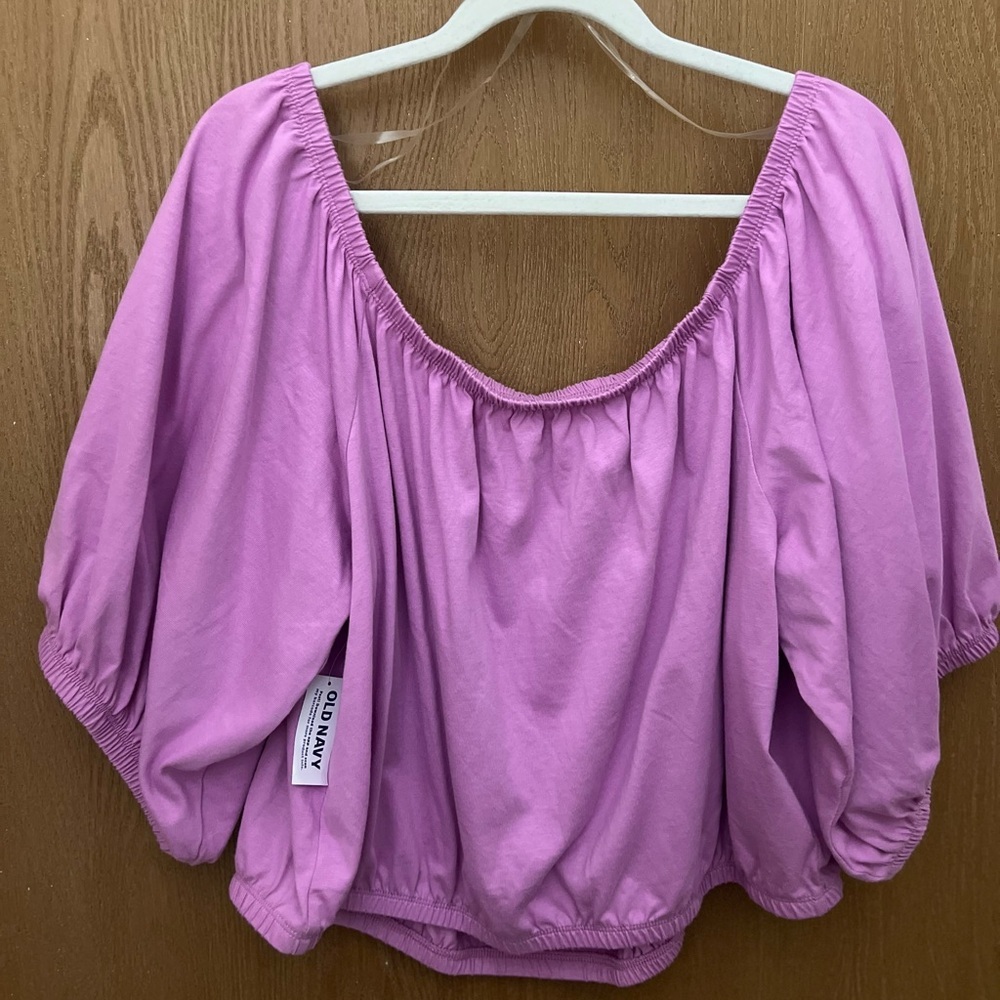 Old Navy 2X Pink Cropped Top Off-Shoulder Blouse - Picture 12 of 13
